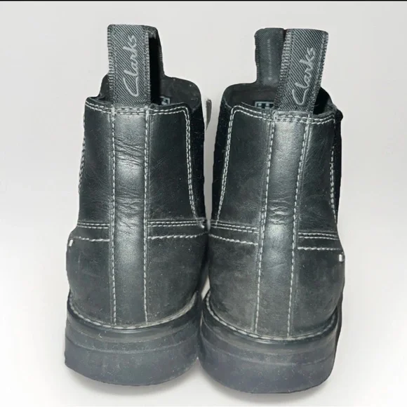 Clarks Black Leather Chelsea Boots with Durable Sole